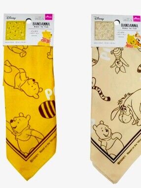 Daiso Yellow 2pc Kids Disney Winnie the Pooh Bandana Set 20.9inx20.9in NWT